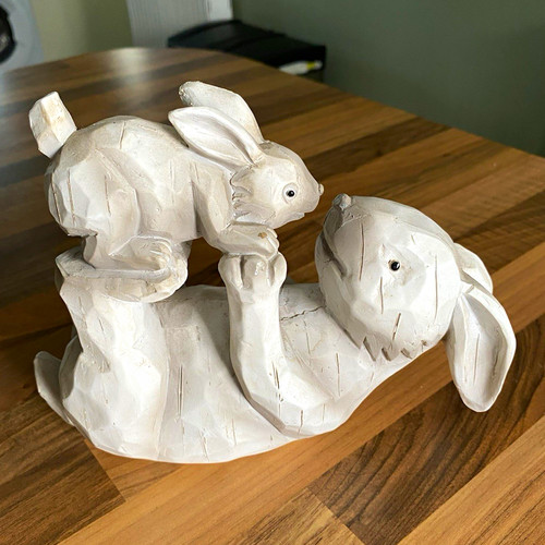 White rabbit figurine mother - rabbit,