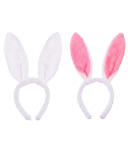 Pink white rabbit ears hare - white,