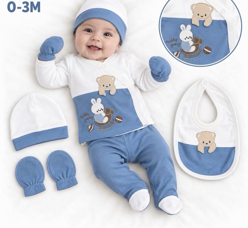Months piece blue - 5, blue/white
