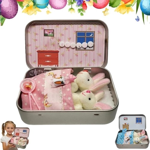 Easter bunnies tin box - in,